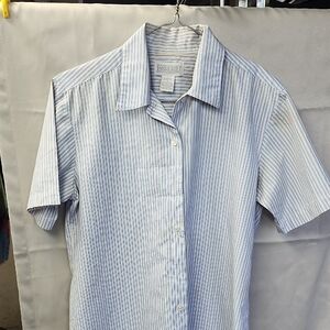 Vintage Lands End Womens Short Sleeve Button Up Blouse Size S